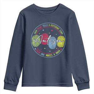 Autism Youth Sweatshirt Fingerprint Autism Each Print Tells A Different Story TS09 Navy Print Your Wear