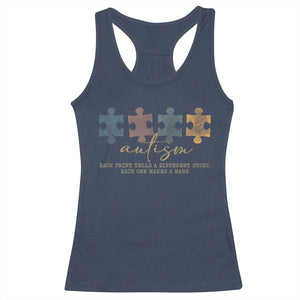 Autism Racerback Tank Top Fingerprint Autism Each One Makes A Mark TS09 Navy Print Your Wear