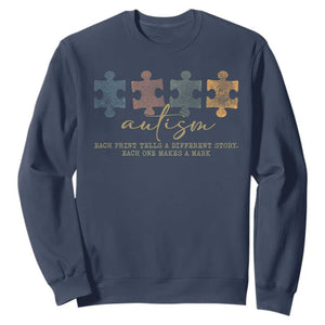 Autism Sweatshirt Fingerprint Autism Each One Makes A Mark TS09 Navy Print Your Wear