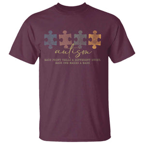 Autism T Shirt Fingerprint Autism Each One Makes A Mark TS09 Maroon Print Your Wear