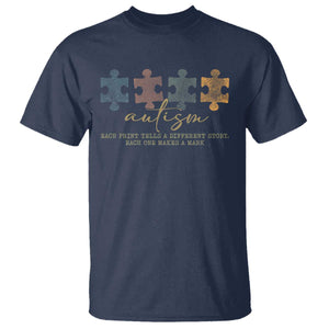 Autism T Shirt Fingerprint Autism Each One Makes A Mark TS09 Navy Print Your Wear