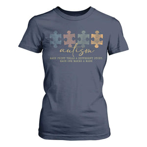Autism T Shirt For Women Fingerprint Autism Each One Makes A Mark TS09 Navy Print Your Wear