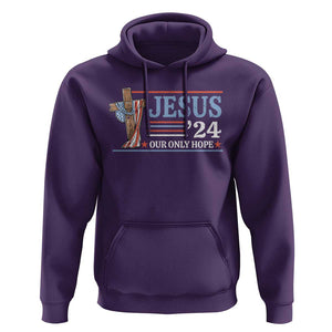 USA Election Christ Hoodie Jesus President 2024 Our Only Hope Christian TS09 Purple Print Your Wear