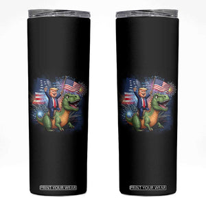 Funny Trump Riding Dinosaur Freedom Firework Skinny Tumbler TS09 Black Print Your Wear
