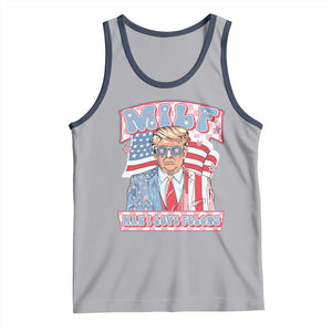 Funny Trump Supporter Tank Top MILF Man I Love Felons Pink Trump TS09 Athletic Heather Navy Print Your Wear