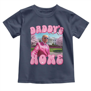 Funny Trump Supporter Baby Shirt Daddy's Coming Home 2024 Pink Trump TS09 Navy Print Your Wear
