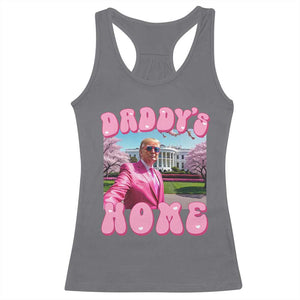 Funny Trump Supporter Racerback Tank Top Daddy's Coming Home 2024 Pink Trump TS09 Charcoal Print Your Wear