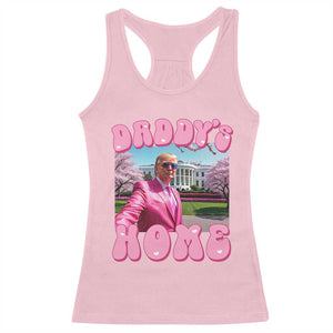 Funny Trump Supporter Racerback Tank Top Daddy's Coming Home 2024 Pink Trump TS09 Light Pink Print Your Wear