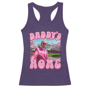 Funny Trump Supporter Racerback Tank Top Daddy's Coming Home 2024 Pink Trump TS09 Purple Print Your Wear