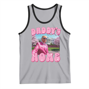 Funny Trump Supporter Tank Top Daddy's Coming Home 2024 Pink Trump TS09 Athletic Heather Black Print Your Wear