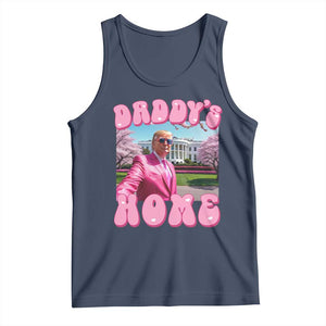 Funny Trump Supporter Tank Top Daddy's Coming Home 2024 Pink Trump TS09 Navy Print Your Wear