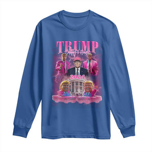 Funny Pink Trump Long Sleeve Shirt Daddy's Coming Home 2024 Trump Era TS09 Royal Blue Print Your Wear