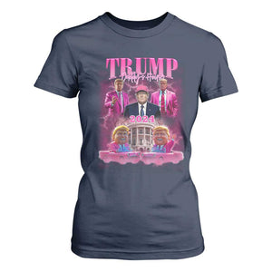 Funny Pink Trump T Shirt For Women Daddy's Coming Home 2024 Trump Era TS09 Navy Print Your Wear