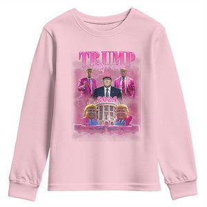 Funny Pink Trump Youth Sweatshirt Daddy's Coming Home 2024 Trump Era TS09 Light Pink Print Your Wear