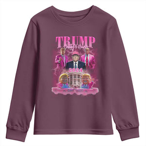 Funny Pink Trump Youth Sweatshirt Daddy's Coming Home 2024 Trump Era TS09 Maroon Print Your Wear