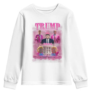 Funny Pink Trump Youth Sweatshirt Daddy's Coming Home 2024 Trump Era TS09 White Print Your Wear