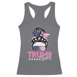 Funny Trump Supporter Racerback Tank Top Trump Girl Messy Bun Election American Flag TS09 Charcoal Print Your Wear