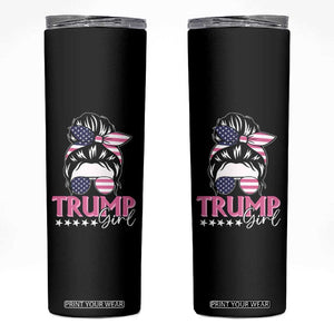 Funny Trump Supporter Skinny Tumbler Trump Girl Messy Bun Election American Flag TS09 Black Print Your Wear