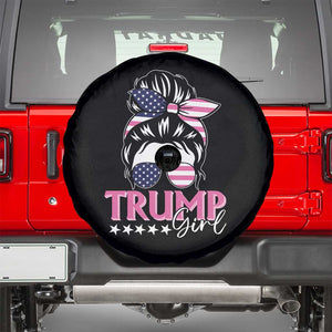 Funny Trump Supporter Spare Tire Cover Trump Girl Messy Bun Election American Flag TS09 Black Print Your Wear