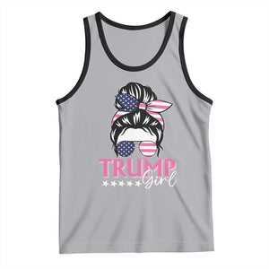 Funny Trump Supporter Tank Top Trump Girl Messy Bun Election American Flag TS09 Athletic Heather Black Print Your Wear