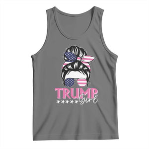 Funny Trump Supporter Tank Top Trump Girl Messy Bun Election American Flag TS09 Black Heather Print Your Wear
