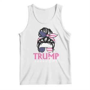Funny Trump Supporter Tank Top Trump Girl Messy Bun Election American Flag TS09 White Print Your Wear