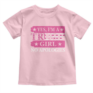 Funny Trump Supporter Baby Shirt Yes I'm A Trump Girl No Apologies 2024 Election TS09 Light Pink Print Your Wear