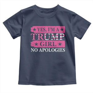 Funny Trump Supporter Baby Shirt Yes I'm A Trump Girl No Apologies 2024 Election TS09 Navy Print Your Wear