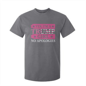 Funny Trump Supporter T Shirt For Kid Yes I'm A Trump Girl No Apologies 2024 Election TS09 Charcoal Print Your Wear