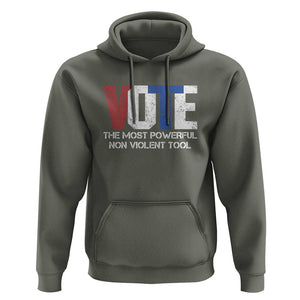Vote 2024 Hoodie The Most Powerful None Violent Tool TS09 Military Green Print Your Wear