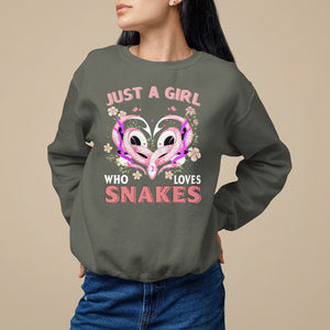 Just A Girl Who Loves Snakes Sweatshirt TS09 Military Green Printyourwear