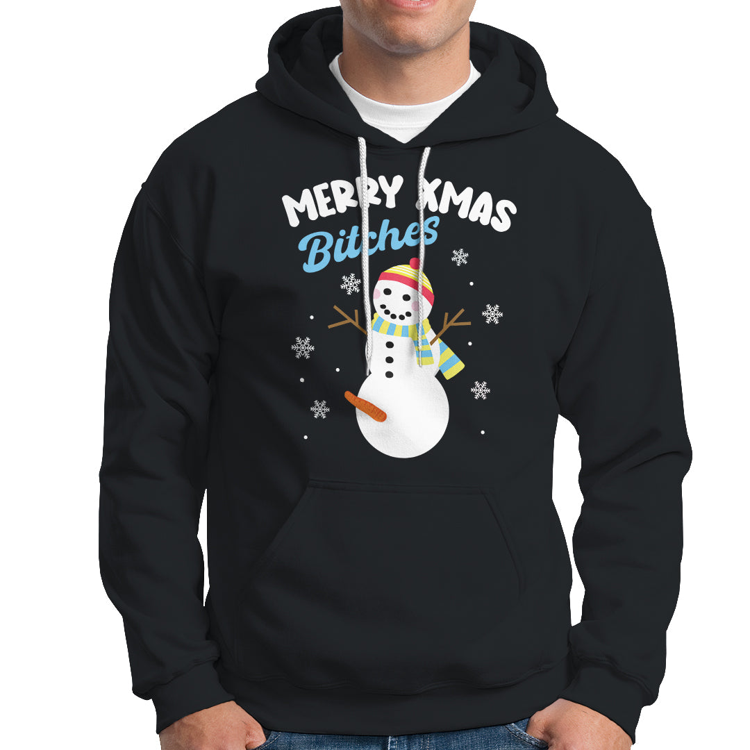 Merry Xmas Bitches Naughty Dirty Carrot Snowman Ugly Christmas Hoodie TS09 Printyourwear