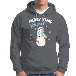Merry Xmas Bitches Naughty Dirty Carrot Snowman Ugly Christmas Hoodie TS09 Printyourwear