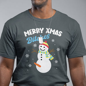Merry Xmas Bitches Naughty Dirty Carrot Snowman Ugly Christmas T Shirt TS09 Printyourwear