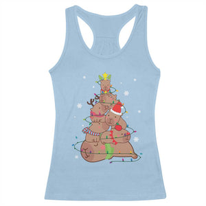 Funny Capybara Christmas Tree Racerback Tank Top TS09 Light Blue Print Your Wear