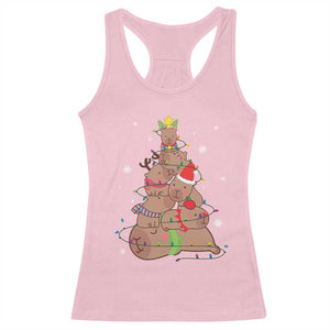 Funny Capybara Christmas Tree Racerback Tank Top TS09 Light Pink Print Your Wear