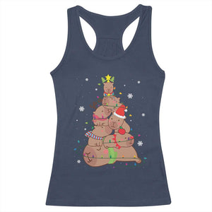 Funny Capybara Christmas Tree Racerback Tank Top TS09 Navy Print Your Wear
