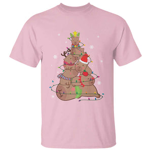 Funny Capybara Christmas Tree T Shirt TS09 Light Pink Print Your Wear