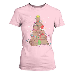 Funny Capybara Christmas Tree T Shirt For Women TS09 Light Pink Print Your Wear