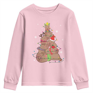 Funny Capybara Christmas Tree Youth Sweatshirt TS09 Light Pink Print Your Wear