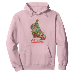 Cute Capybara Christmas Tree Hoodie TS09 Light Pink Print Your Wear