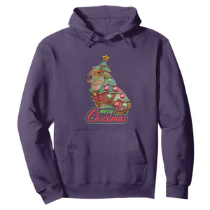 Cute Capybara Christmas Tree Hoodie TS09 Purple Print Your Wear