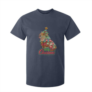 Cute Capybara Christmas Tree T Shirt For Kid TS09 Navy Print Your Wear