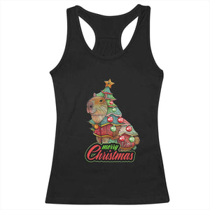 Cute Capybara Christmas Tree Racerback Tank Top TS09 Black Print Your Wear