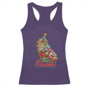 Cute Capybara Christmas Tree Racerback Tank Top TS09 Purple Print Your Wear