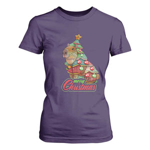Cute Capybara Christmas Tree T Shirt For Women TS09 Purple Print Your Wear
