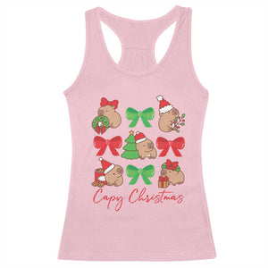 Funny Capybara Christmas Racerback Tank Top Cute Capy Coquette Bow TS09 Light Pink Print Your Wear
