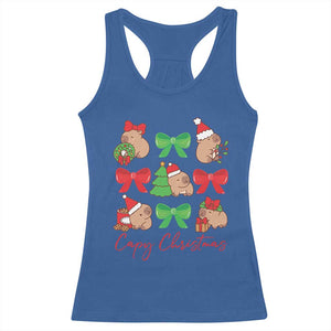 Funny Capybara Christmas Racerback Tank Top Cute Capy Coquette Bow TS09 Royal Blue Print Your Wear