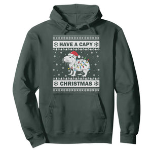 Funny Capybara Christmas Hoodie Have A Capy Christmas Light TS09 Dark Forest Green Print Your Wear