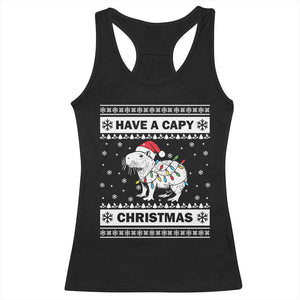 Funny Capybara Christmas Racerback Tank Top Have A Capy Christmas Light TS09 Black Print Your Wear